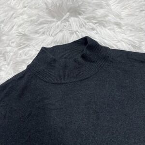 Silk Cashmere Pullover Light Sweater In Black Mock Neck Men's Small LATITUDE